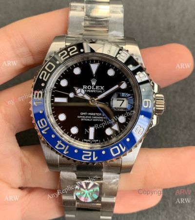 Swiss 3186 Rolex GMT-Master II Batman 904L Stainless Steel Watch